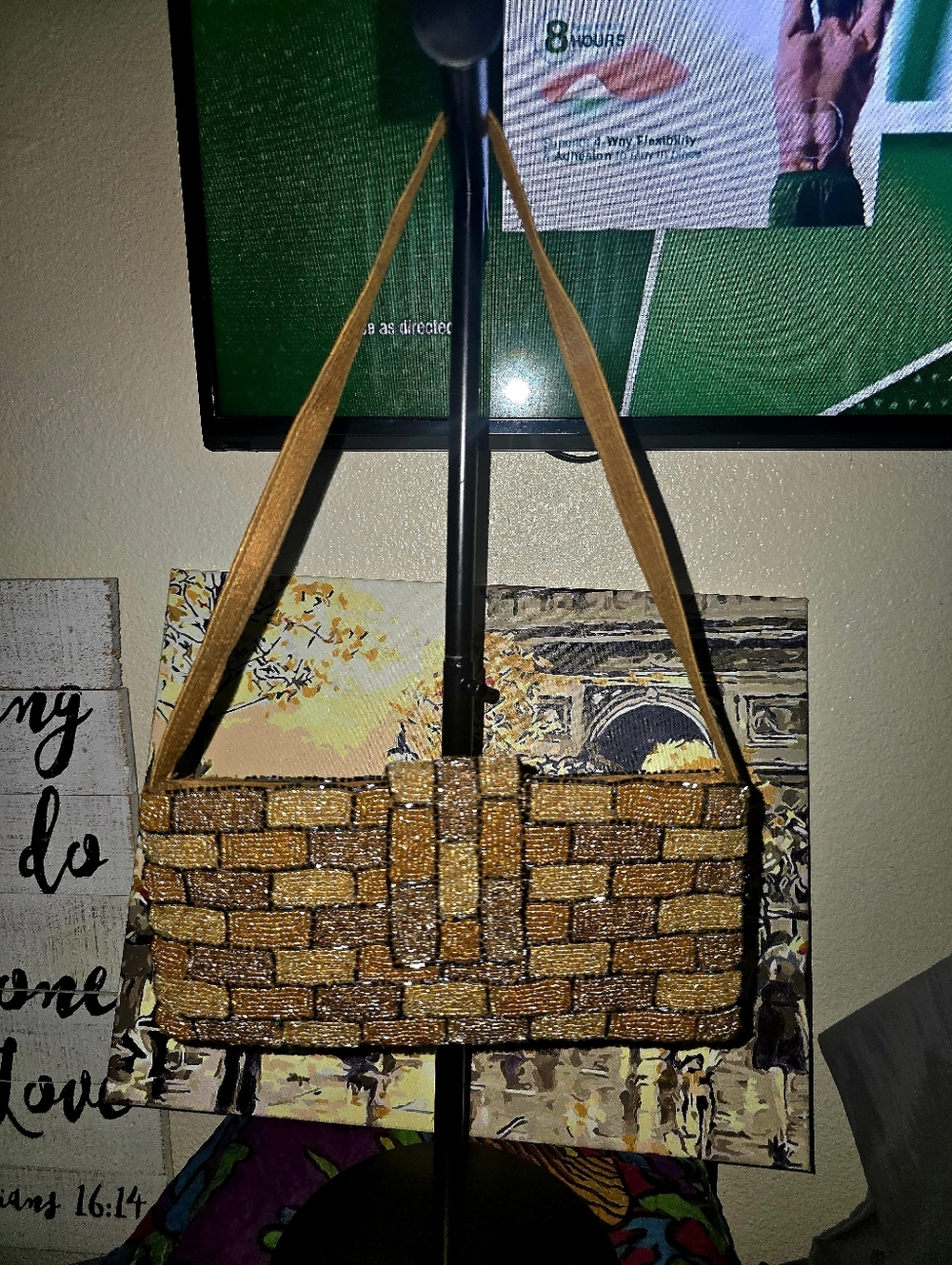 Luisa Spagnolo Beaded Woven Shoulder/Clutch Bag EUC
